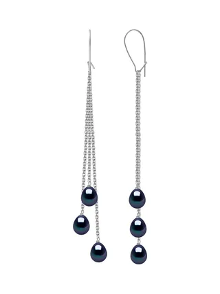 Boucles d'Oreilles Véritables Perles de Culture d'Eau Douce Poires 6-7 mm — Or Blanc 375 Millièmes 1