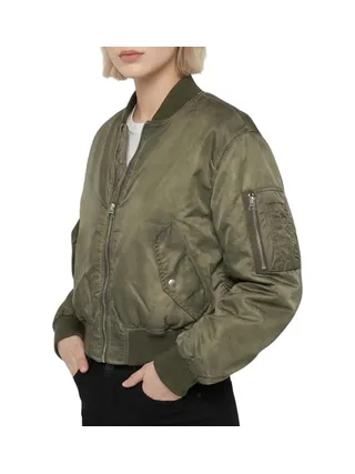 Veste Bomber Femme Kaki Schott Oversize Washed 1