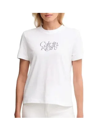 T-Shirt Blanc Femme Calvin Klein Jeans Fitted Script 1