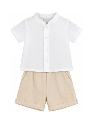 Ensemble Beige/Blanc Bébé P'tit Mome Théo 1