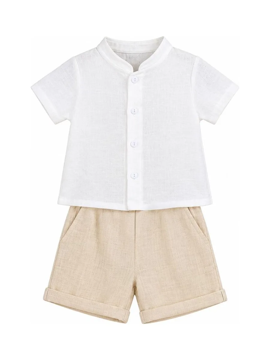 Ensemble Beige/Blanc Bébé P'tit Mome Théo 2