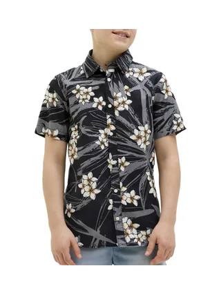 Chemise Noir à Motifs Garçon Jack & Jones Hawaii 1