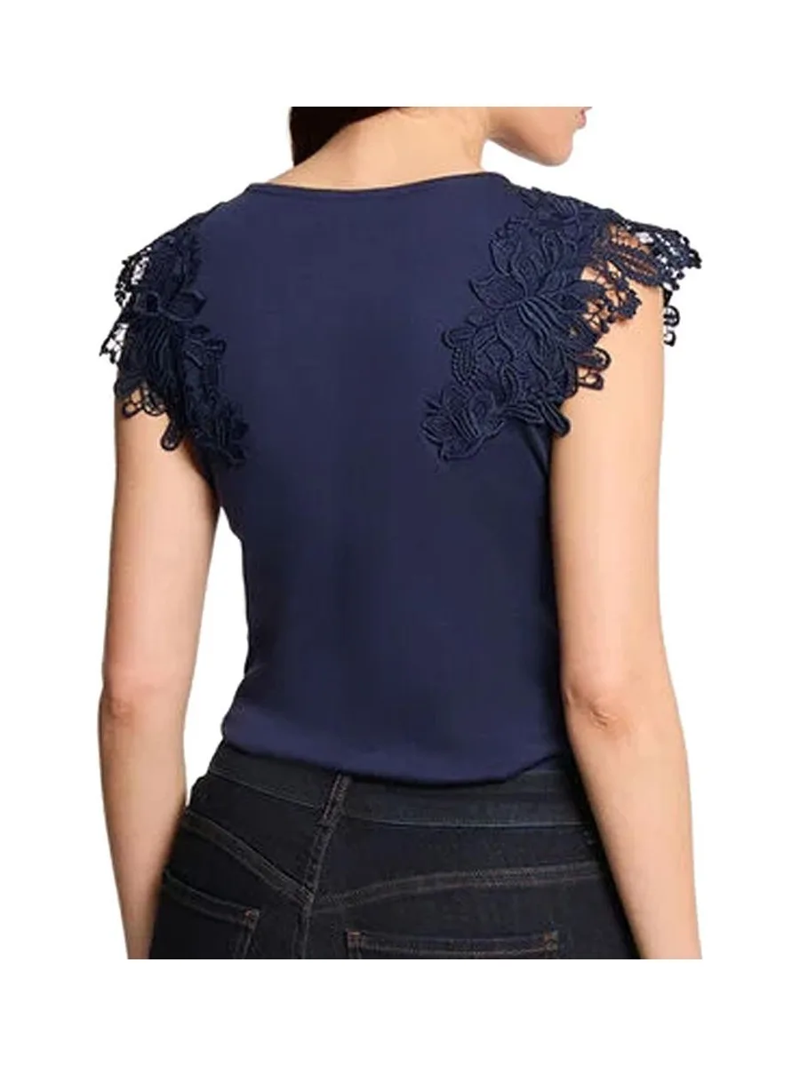 T-Shirt Marine Femme Morgan Fleurs 3