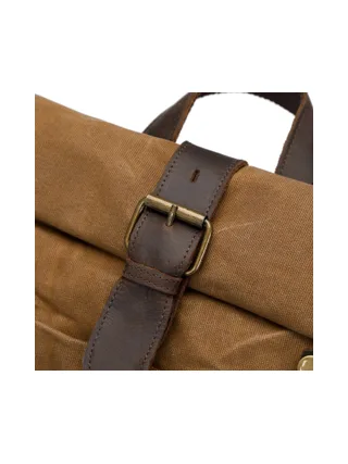 STAN - Sac à dos en cuir véritable et toile enduite - Bleu 15