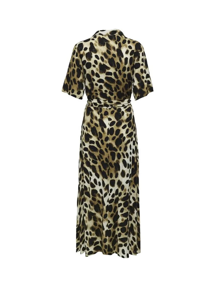 Robe Imprimé Léopard Marron/Écru Femme Starsezen Life 2/4 3