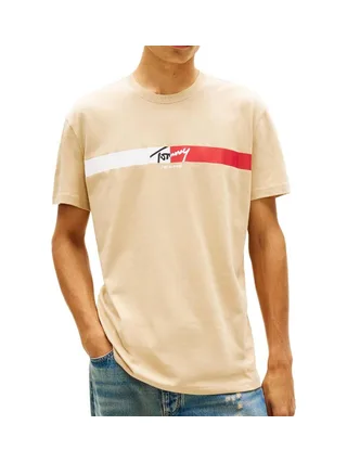 T-Shirt Beige Homme Tommy Hilfiger Tjm Reg Signature 1
