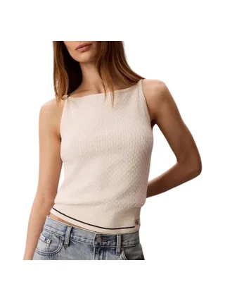 Débardeur Beige Femme Calvin Klein Jeans Slim Woven 1