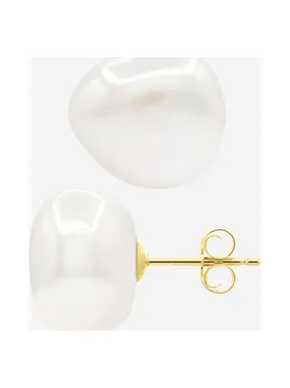 Boucles d'Oreilles Véritables Perles d'Eau Douce Baroques 12-13 mm — Or Jaune 375 Millièmes 5