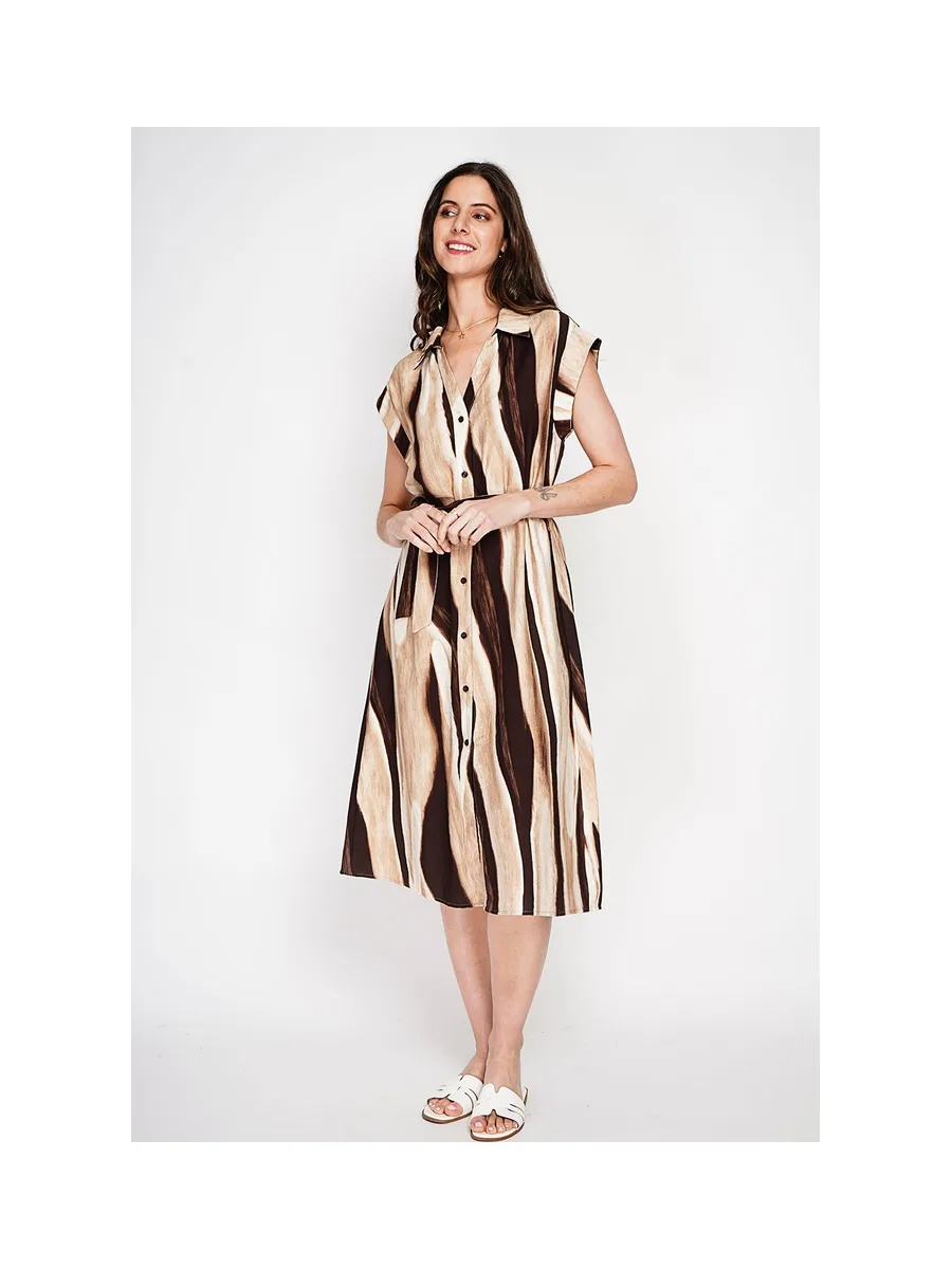 Robe chemise imprimée boutonnée devant avec ceinture 10