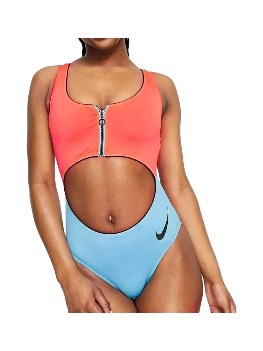 Maillot de bain 1 pièce Rose/Bleu Femme Nike Cutout 2