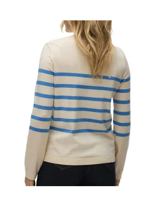 Pull Ecru/Bleu Femme Vero Moda Saba 2