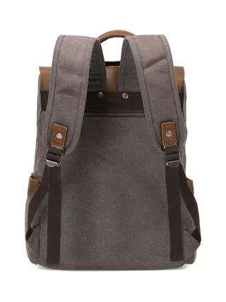 ED - Sac à dos en cuir véritable et toile enduite - Bleu 20