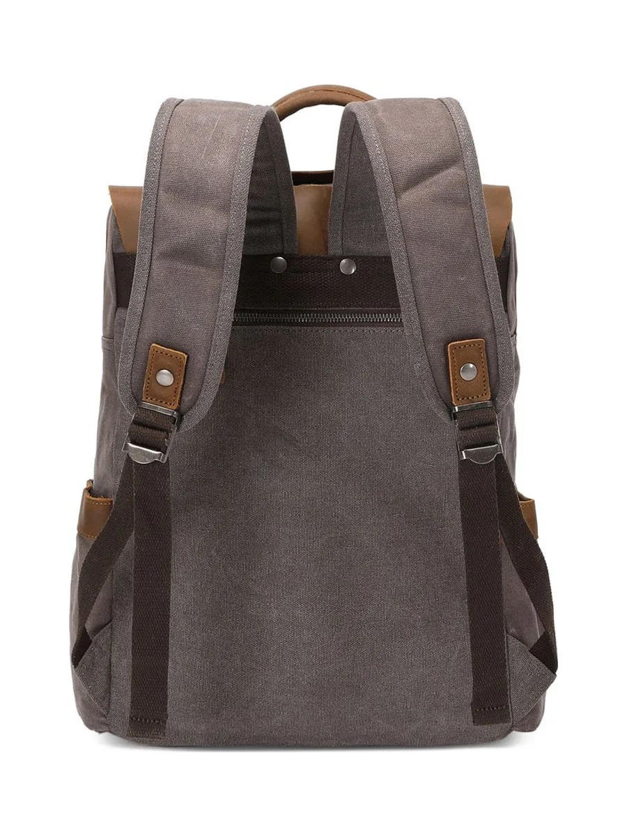 ED - Sac à dos en cuir véritable et toile enduite - Bleu 52