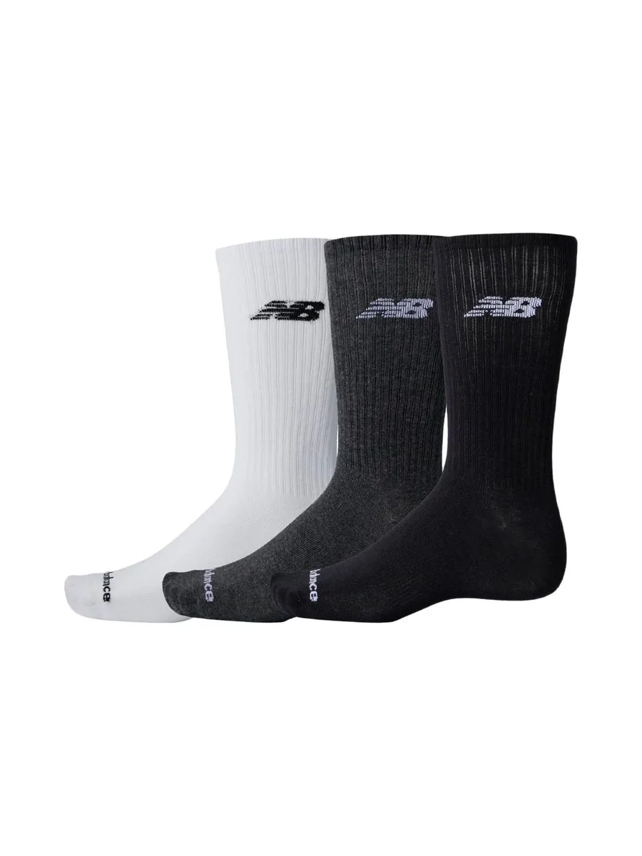X3 Paires de Chaussettes Gris/Noir/Blanc Homme New Balance Crew 1