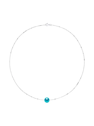 Collier Maille Vénitienne Perle d'Eau Douce Traversante 9-10 mm — Argent 925 Millièmes Rhodié 2