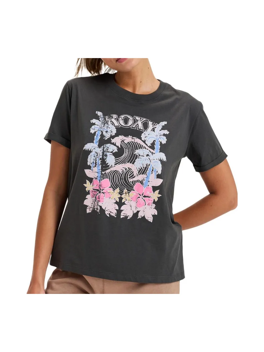 T-shirt Gris Femme Roxy Oceanregular 1