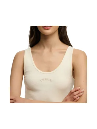 Débardeur Beige Femme Superdry Logo Scoop 2