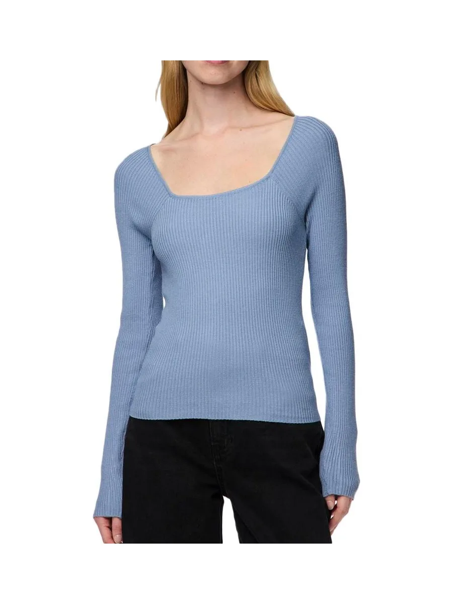 T-Shirt Manches Longues Bleu Femme Pieces Kalu 2