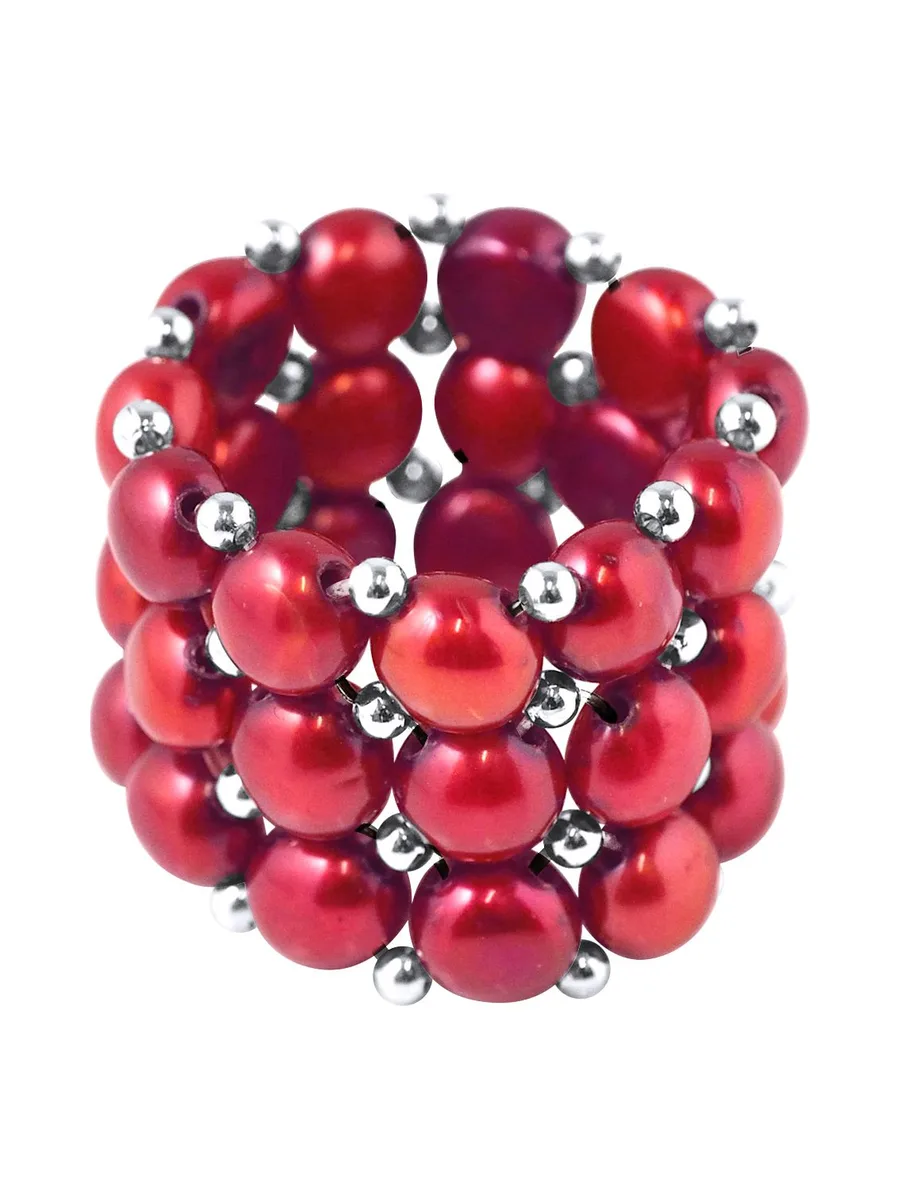 Bague 3 Rangs Véritables Perles d'Eau Douce 4 mm 3