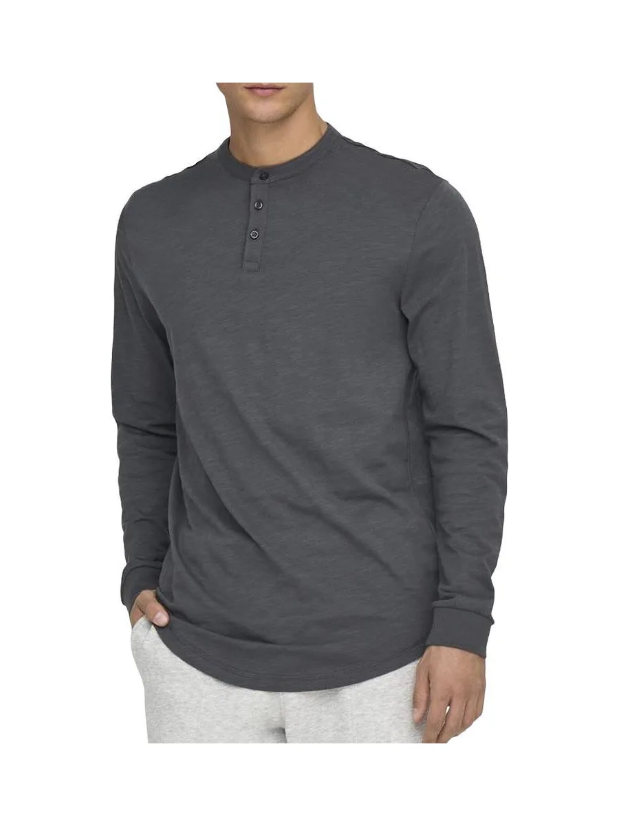 T-Shirt Gris Homme Only & Sons Henley 2