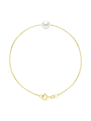 Bracelet Maille Forçat Véritable Perle de Culture d'Eau Douce Ronde 7-8 mm — Vermeil — 18 cm 1