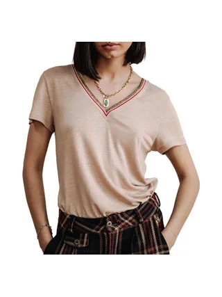 T-shirt Beige Femme FREEMAN PORTER Tonia Linen 1