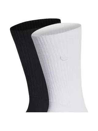 X2 Paires de chaussettes Blanches/Noires Homme Adidas Crew Sock 2