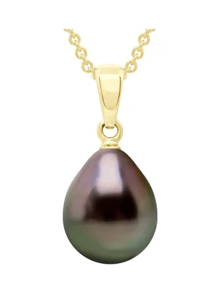 Pendentif Bélière Véritable Perle de Tahiti Poire 9-10 mm — Or Jaune 375 Millièmes 1