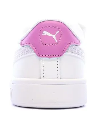 Baskets Blanc/Rose Fille Puma Smash 3.0 3