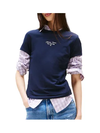 T-Shirt Slim Marine Femme Tommy Hilfiger Logo 1