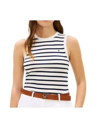 Débardeur Blanche/Marine Femme Tommy Hilfiger Slim Cody 1