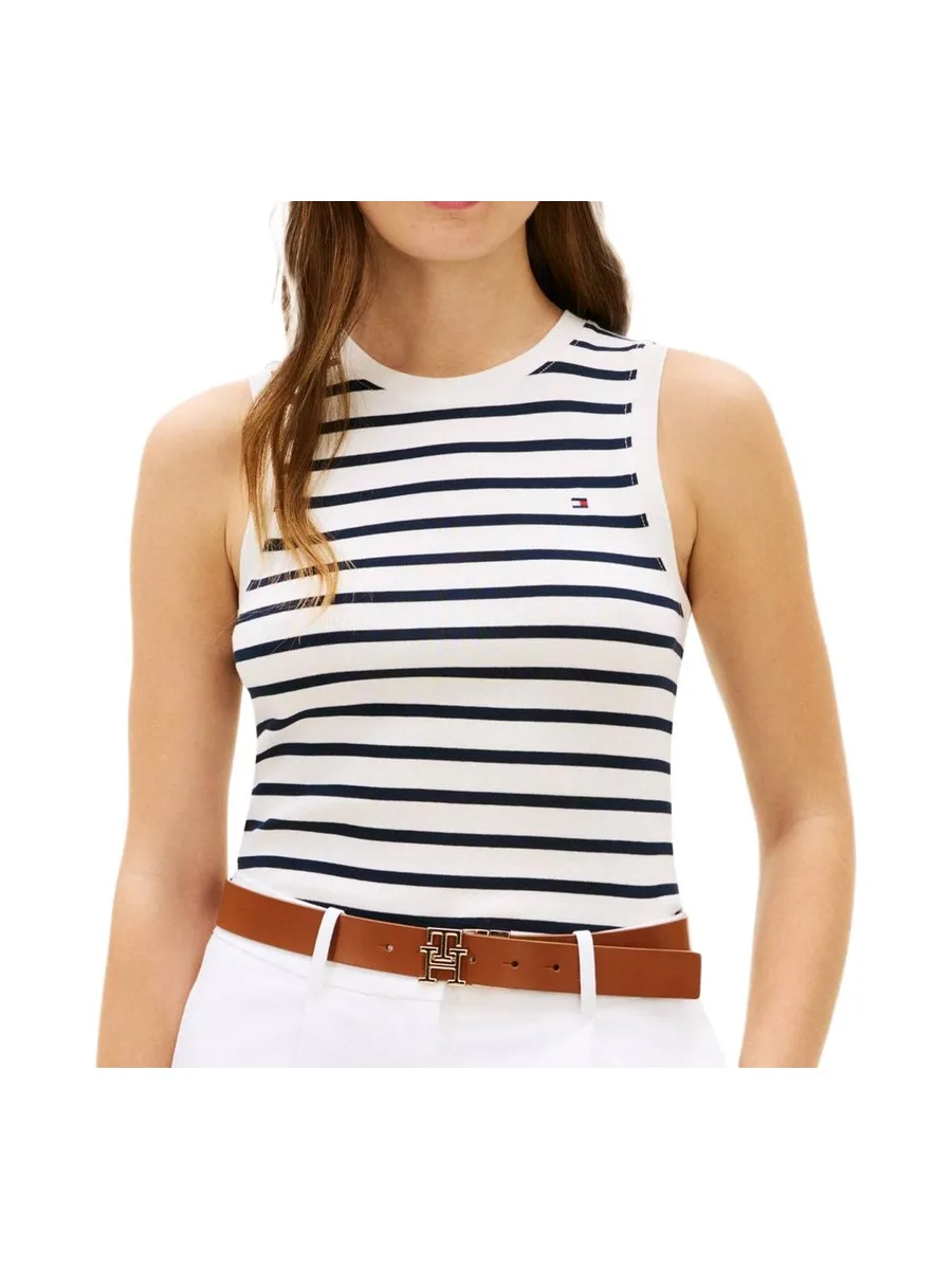 Débardeur Blanche/Marine Femme Tommy Hilfiger Slim Cody 2