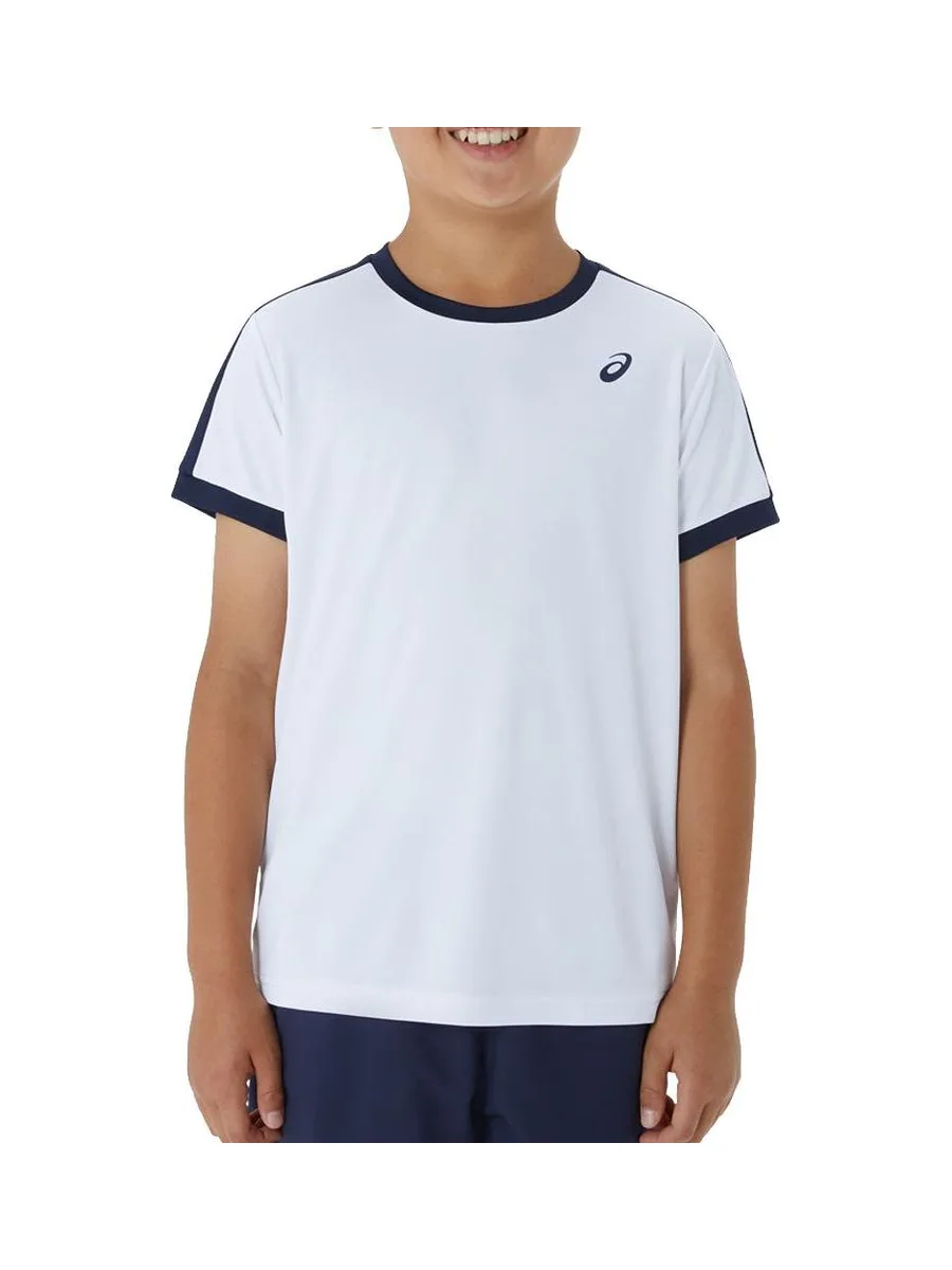 T-Shirt Blanc/Marine Garçon Asics 2044A044 1