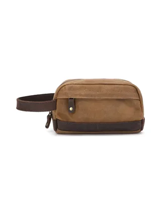 TONY - Trousse de toilette en cuir véritable et toile enduite - Bleu 9
