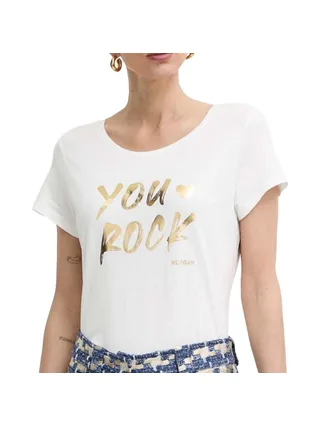T-shirt Blanc/Doré Femme Morgan DYOU 1