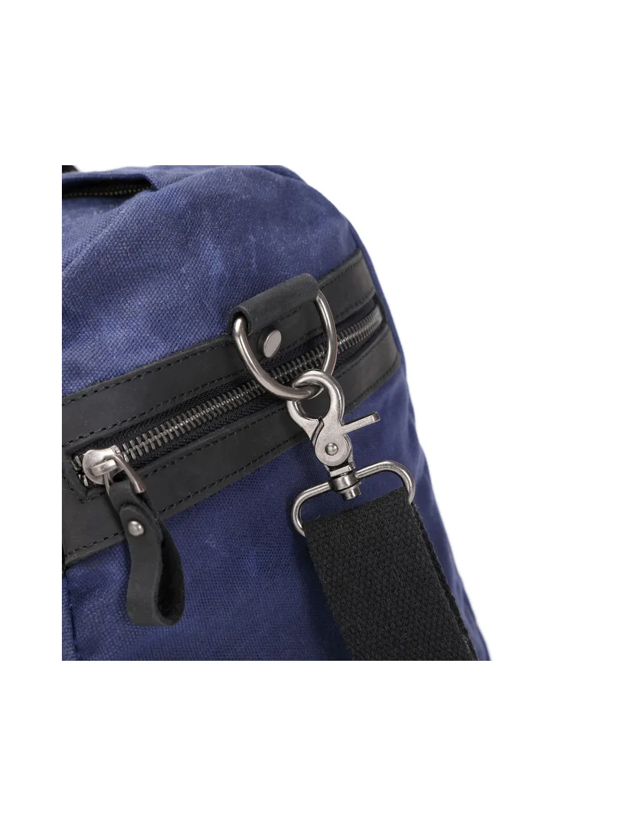 VLAD - Sac de voyage en cuir véritable et toile enduite - Bleu 40