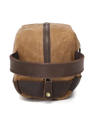 TONY - Trousse de toilette en cuir véritable et toile enduite - Bleu 11