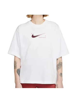 T-shirt Blanc/Rouge Femme Nike Boxy100 1