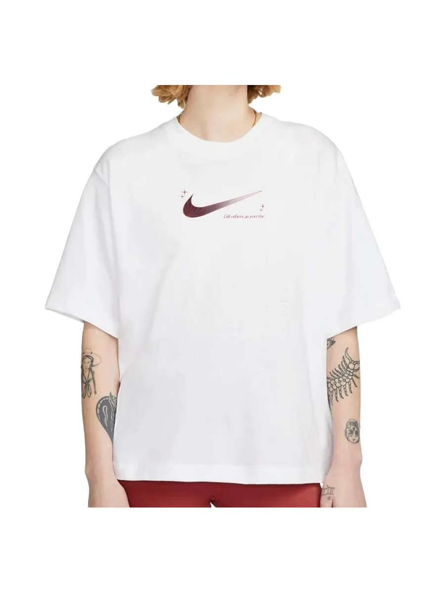T-shirt Blanc/Rouge Femme Nike Boxy100 1