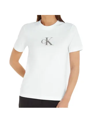 T-shirt Blanc Femme Calvin Klein Jeans Sequin 1