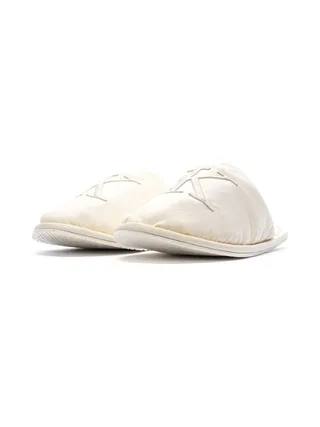 Chaussons Blanc Femme Calvin Klein Jeans Slipper Satin Moire 6