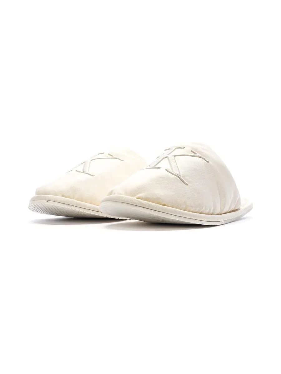 Chaussons Blanc Femme Calvin Klein Jeans Slipper Satin Moire 6