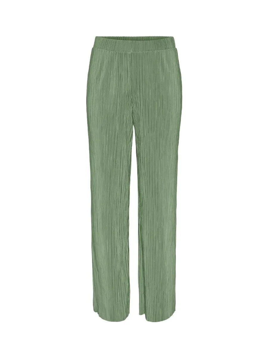 Pantalon fluide Plissé Vert Femme Pieces Pammi 4