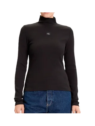 T-Shirt Col Roulé Marron Femme Calvin Klein Jeans Label 1