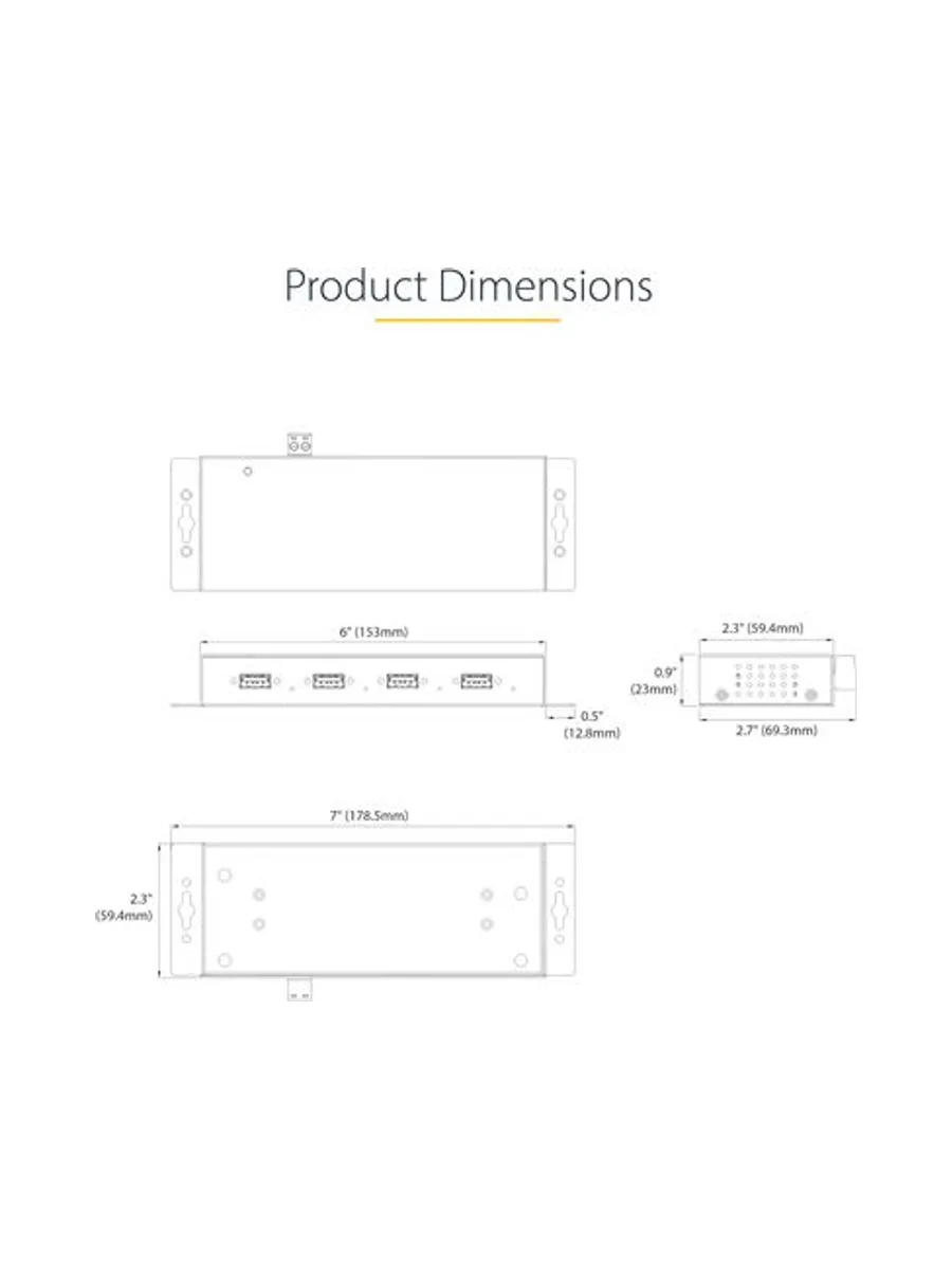 4-Port Industrial USB 3.0 Hub Metal 10