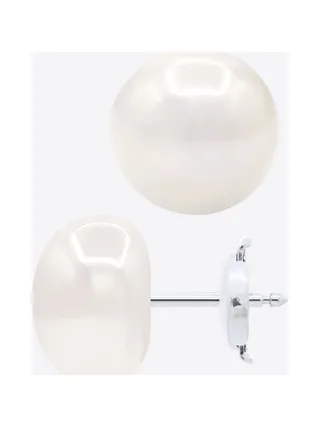 Boucles d'Oreilles Véritables Perles d'Eau Douce Bouton 10-11 mm — Or Jaune 375 Millièmes 5