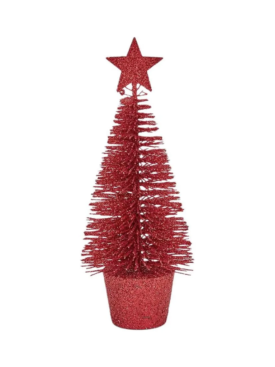 Sapin de Noël Rouge Atmosphera Paill 15cm 2