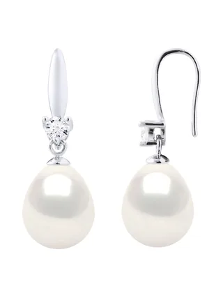 Boucles d'Oreilles Véritables Perles d'Eau Douce Poires 9-10 mm — Argent 925 Millièmes 4