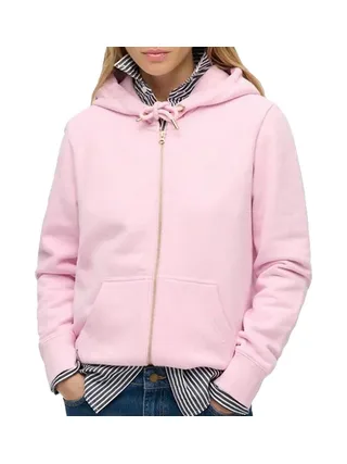 Sweat Rose Femme Superdry Essential Logo Ziphood Hb 1