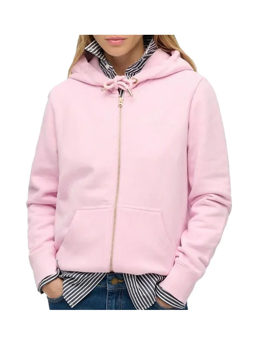 Sweat Rose Femme Superdry Essential Logo Ziphood Hb 2